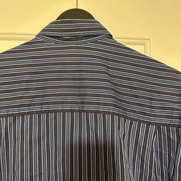 Harry Rosen Men’s Blue Pinstripe 100% Cotton Button Down Shirt Size Large - Picture 4 of 10